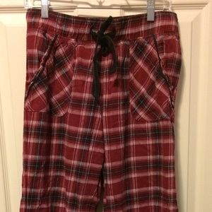 Women’s Pyjama Pants Red/Black/White Plaid Medium With Pockets 100% Cotton